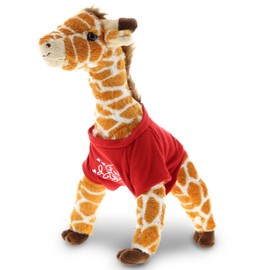 DolliBu I Love You Wild Small Giraffe Plush- Cute Stuffed Animal with Red Shirt and with Name Personalization for Valentine, Anniversary, Romantic Date - 12.5 Inches