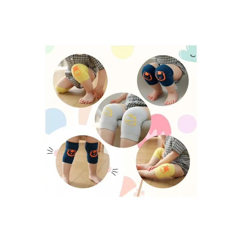 Set 10 Pares De Rodilleras Bebe Gatear Antiderrape Color Lisa