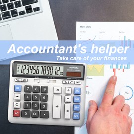 Desktop Calculator Extra Large LCD Display 12-Digit Big Number Accounting Calculator with Giant Response Button, Battery & Solar Powered, Perfect for Office Business Home Daily Use(OS-2135)