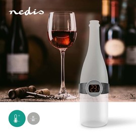 NEDIS Wine Thermometer | LCD Display | 0-50°C | Black 76mm Black