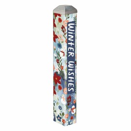 Studio M Art Pole, PVC Weather Resistant Pole with Vinyl Bowl 10 inches Tall Outdoor Decoration for Gardens, Patios, Yards, Landscaping and Birding Accessories, Winter Wishes