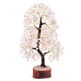 YATHABHISA Rose Quartz, Healing Crystal Tree, Gemstones, Rose Quartz Crystals and Stones, Pink Office Supplies, Pink Home Decor, Office Desk Accessories for Women,