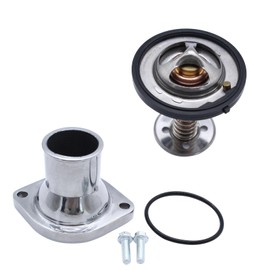 Tiny Force Aluminum Polished Straight Water Neck Housing With Thermostat 160 °C Compatible with GM Chevy GMC Motors with LS LS1 LS2 LS3 LS7 4.8L 5.3L 6.0L 6.2L V8
