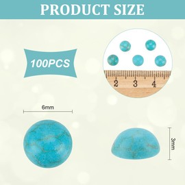 HOBBIESAY 100Pcs 6mm Synthetic Turquoise Gemstone Dark Cyan Flat Back Stones Cabochons No Hole Stones Cabochons Natural Gemstone DIY Gift Texture Cabochons for Beautiful Jewelry Craft Making