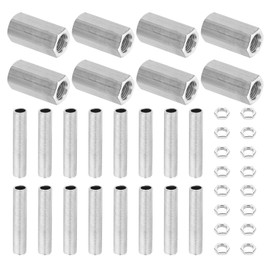 PATIKIL M10 Fine Thread Lamp Pipe Repair Parts Kits, 40 Pcs M10×30 Metal Hexagon Closed Coupling Nut with Threaded Pipe and Hex Nut for Light Repair