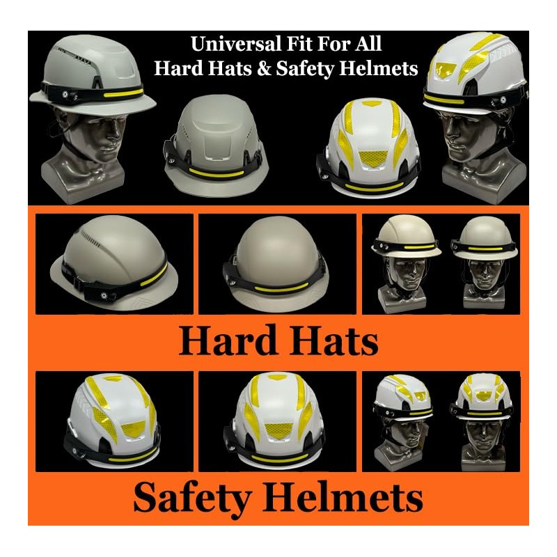 TPR Industrial Universial Hard Hat Headlamp, USB-C Rechargeable, LED Headlamp,