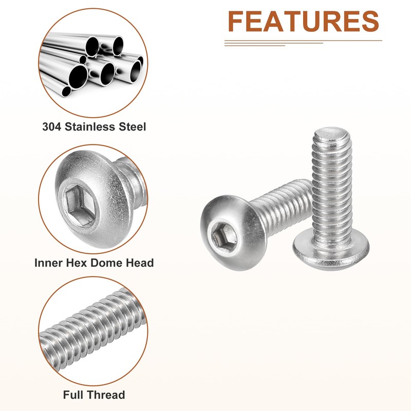 DTGN #8-32x1/2" Button Head Socket Cap Screws - 50Pack -