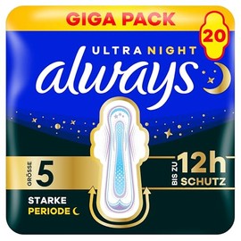 Always Ultra Sanitary Towels Strong Period (Size 5) with Wings, Pack of 20, Very Absorbent and Ultra Thin, for the Period