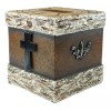 Ebros Gift Rustic Western Fleur De Lis Cross With Birchwood