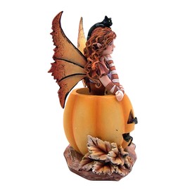 Wowser Amy Brown Mischief Fairy in a Pumpkin Figurine, Freestanding Tabletop Decoration, Fantasy Décor, 6.88 Inches