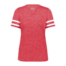 Holloway Women's Ladies Monterey Tee, Scarlet Heather/White, X-Large