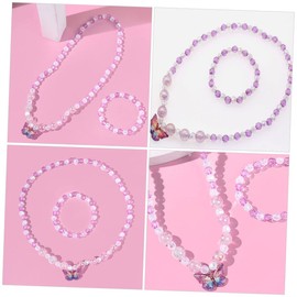 Ipetboom 1 Set Colorful Butterfly Bead Jewelry Set for Play Accessories for Dress Up Ages Comfortable Stylish Necklaces and Bracelets