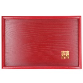 Wood Serving Tray Decorative Serving Platter Snack Fruit Plate for Living Room Coffee Table Kitchen CounterTop Red Square M