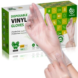 SWIFTLITE Disposable Vinyl Gloves, Food Safe, Latex-Free Powder-Free Clear Plastic Gloves for Cooking, House Clean, Food Prep (100, Small)