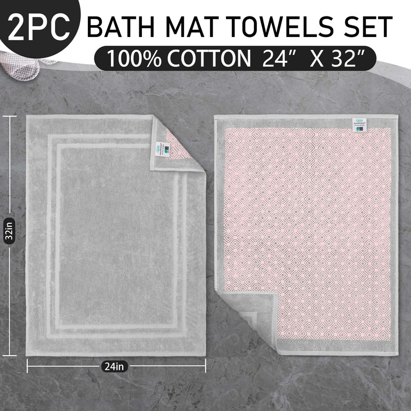 VOOVA & MOVAS Bath Mats 2-Pack 24"x33", Cotton, 830GSM, Light