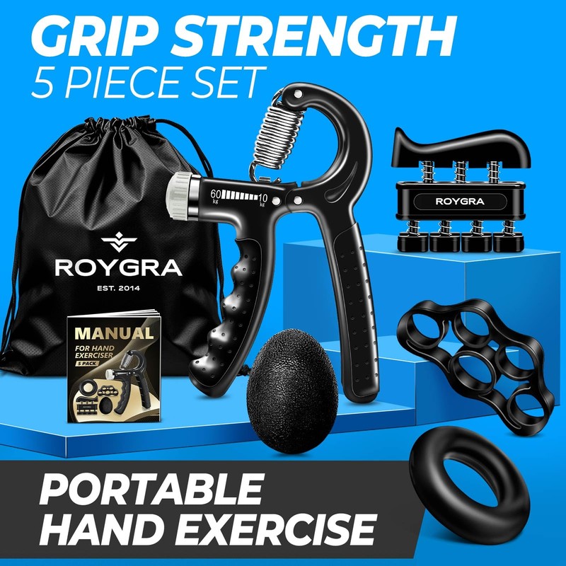 roygra Grip Strength Trainer (5 Pack), Forearm Strengthener, Hand Strengthening