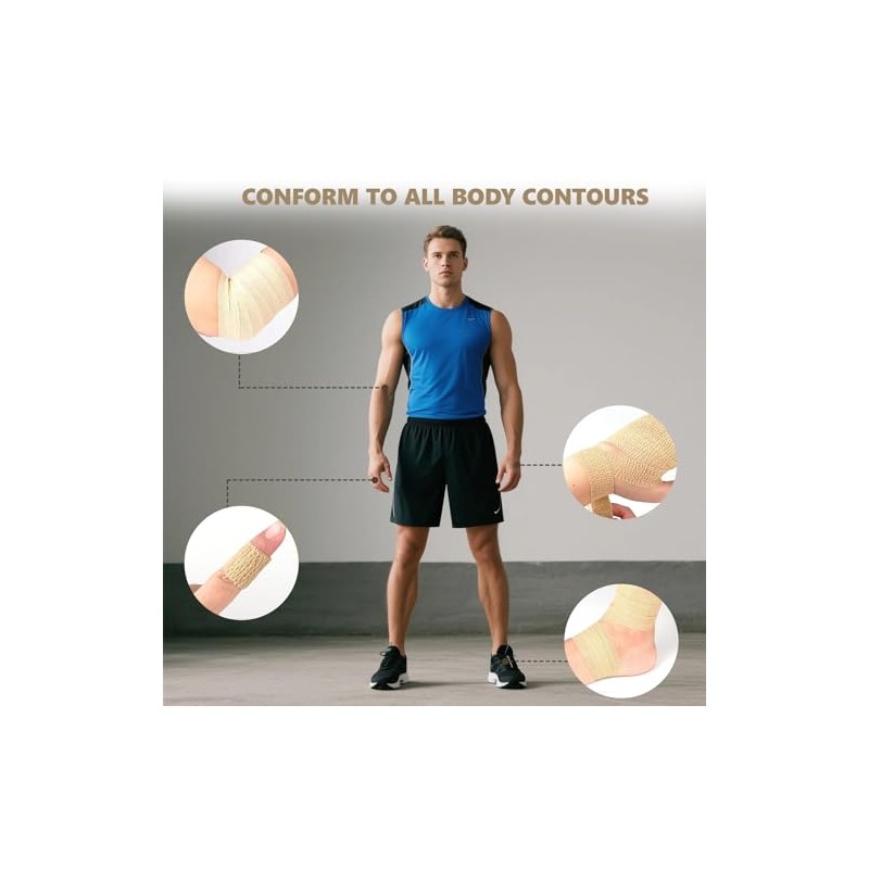 4Pcs Cohesive Finger Tape, 2.5cm x 4.5m Sport Latex Free