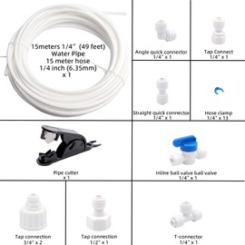 AMZSKU 15 m Water Inlet Pipe Universal Connection Set for Refrigerator Side by Side Fridge Hose Water Hose 6.35 mm (1/4 Inch)