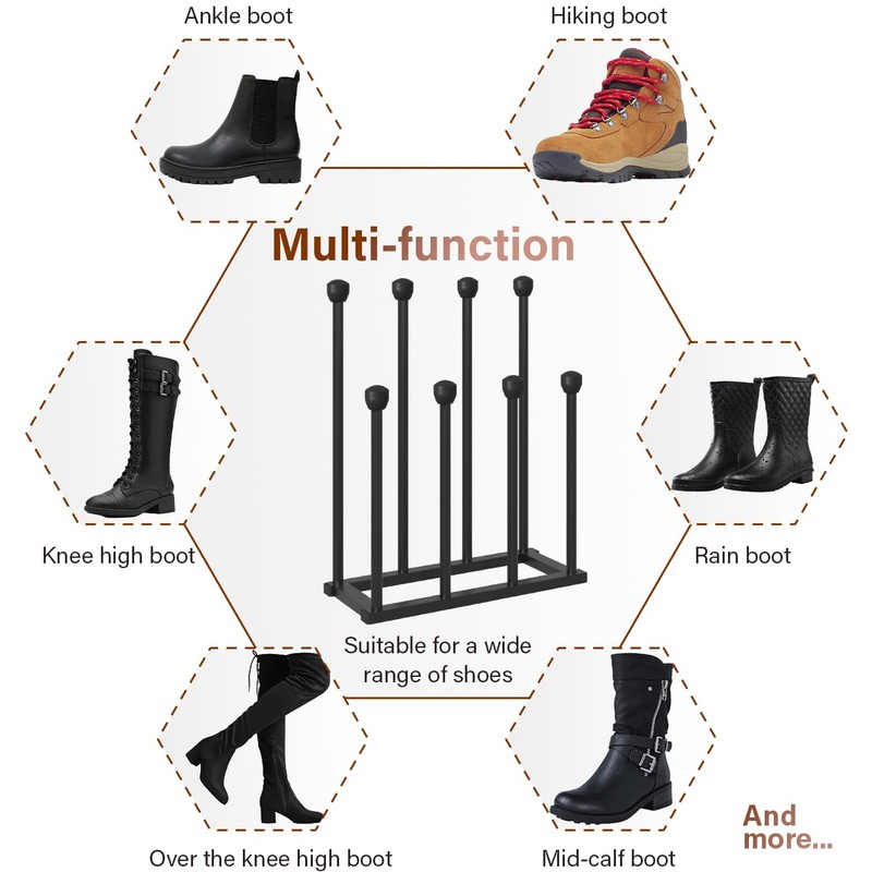 22.5 Inches Free Standing Shoe Racks, Tall Black Metal Boot