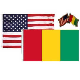 K's Novelties Wholesale Combo USA & Guinea Country 2x3 2'x3' Flag & Lapel Pin