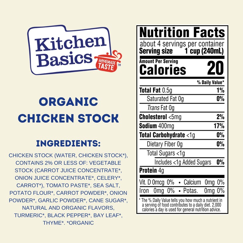 Kitchen Basics Organic Free Range Chicken Stock, 32 oz (Pack