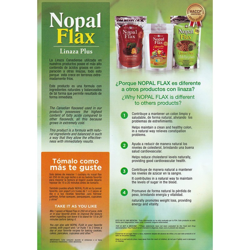 Nopal Flax Adelgazante Linaza Plus Value Pack Case (6 units)