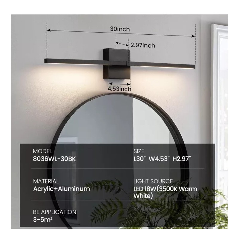 CCYCOL Black Bathroom Light Fixtures 360° Rotatable Black Vanity Light,