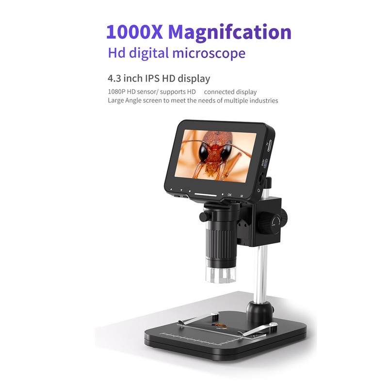 4.3in HD LCD Digital USB Microscope 1000X Magnification Electronic Microscope