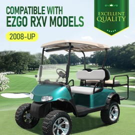 Wutist Front Seat Bottom and Seat Backrest Kit Compatible with 2008-Up EZGO RXV Models Golf Cart Front Seat Cushion Back Plastic Wood Foam White