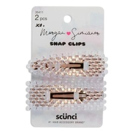 Morgan Simianer Xo Scunci Hair Clips (Clear Beaded Snap Clips)