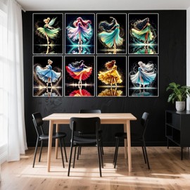 RYMILIE 8 Pack Diamond Painting Kits for Adults,Diamond Painting Kits,5D Princess Diamond Art Kits for Adults Beginner Gem Art Full Drill Diamond Dots Art Home Wall Decor 12x16inch