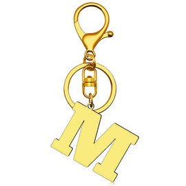 Dabihu Initial Monogram Letter Keyring Alphabet Keychain Stainless Steel Letter Pendant with Key Ring for Car Key Handbag Backpack Bag Purse Initial Letter M