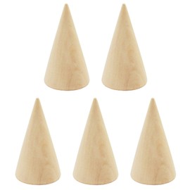 Carafil Coco Ring Stand, Set of 5, Cone Ring Rest Ring Holder Wood Wood Pattern Wood Natural No Hollow Ring Storage Organization Display