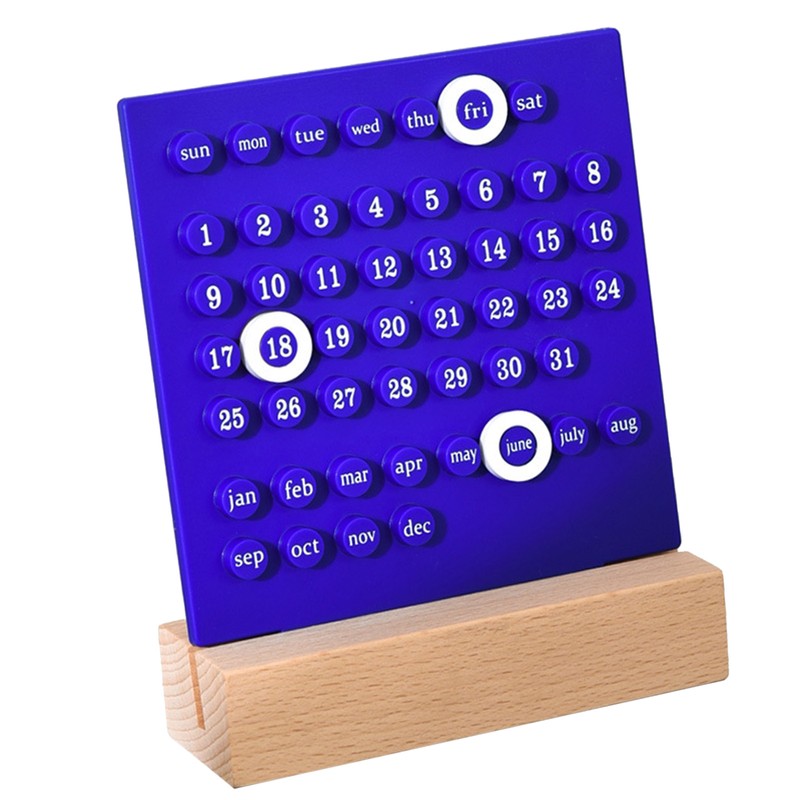 Wooden Kids Calendar DIY Hand Operated Develop Planning Skills Perpetual