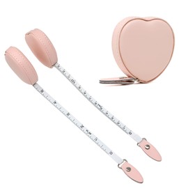 yueton 2 Pack 59 Inch Body Measuring Tape Cute Pink Heart Shaped Leather Retractable Dual Sided Ruler for Sewing Tailors Medical Body Measurements