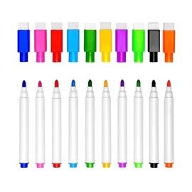 Hononwii Whiteboard Markers, 10 Piecs Magnetic Whiteboard Pens and Eraser set, 10 Colour Whiteboard Pen Dry Erase Marker