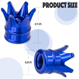 MEAJOO 4PCS Crown Style Tire Valve Stem Caps, Air Caps Cover, Aluminum Alloy Dustproof and Waterproof Valve Caps Cover fits Cars, Trucks, Bikes, Motorcycles, Bicycles Tire Caps(Blue)