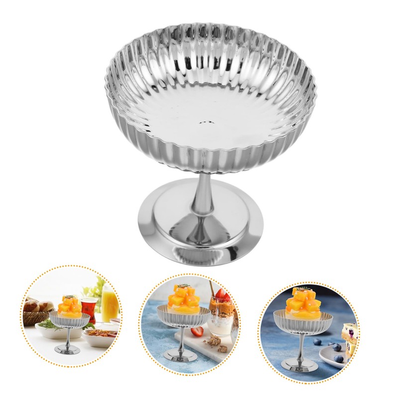 ULTECHNOVO Stainless Steel Pudding Bowl Creative Footed Dessert Bowl for