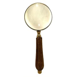 8' Old Fashioned Brass Magnifying Glass: Magnifier with Wood Handle