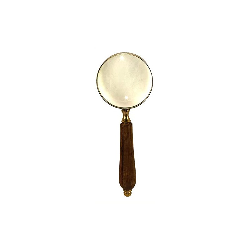 8' Old Fashioned Brass Magnifying Glass: Magnifier with Wood Handle