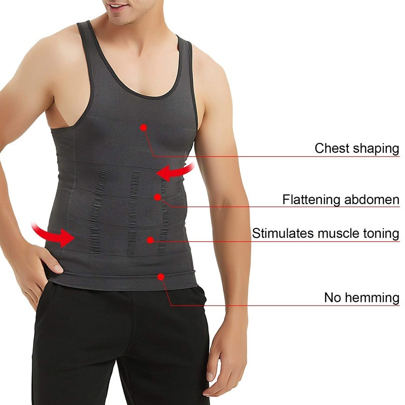 WannGe Mens Snellisce Corpo Fissante Giubbotto Camicia, Compressione Muscolare Tank