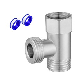 Santweemix G1/2" Stainless Steel 3 Way Diverter, T Adapter G1/2" T Valve Diverter for Angle Valve Hose, Bath Shower Arm, Toilet Bidet Sprayer Faucet. T Shape Adapter Connector | 3 Way Compression Tee