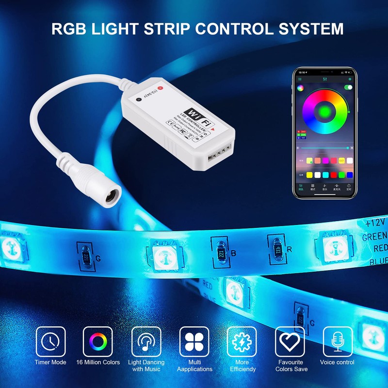 NIZEAMI RGB Led Light Strip Voice Control Work with &