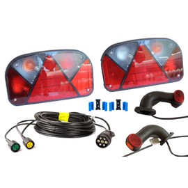 UNITRAILER Aspöck Multipoint II Rear Lights, Superpoint II Outline Lights (Long Version) with 7 m 7-Pin Cable Set and 2 x 12 V Connector for Outline Lights