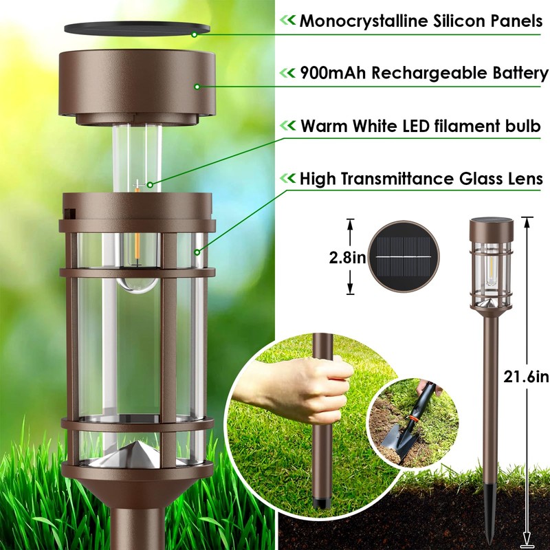 Mancra 8 Pack Solar Outdoor Lights, Bright Up to 10