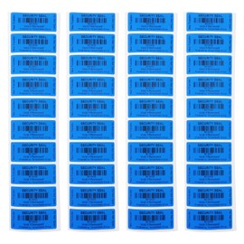 LT Easiyl 100pcs 25 x 60mm/1x2.4inch Non-Transferable Tamper-Proof Security Void Stickers Evident Security Guarantee Void Labels with Barcode Seal Blue