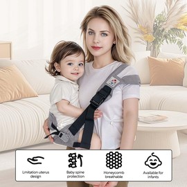 JOYNCLEON Baby Carrier Sling Newborn to Toddler Carrier,Side Toddler Carrier with Extra Wide Cozy Strap, Adjustable Ergonomic Baby Carrier for 0-36 Months,Breathable Summer Baby Wearing