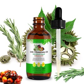 3-in-1 Rosmarinöl, schwarzes Rizinusöl, Batanaöl, Haarwachstum, stimuliert das Wachstum neuer Haare, Volumen und Glanz, nährt die Kopfhaut, 100% rein natürlich