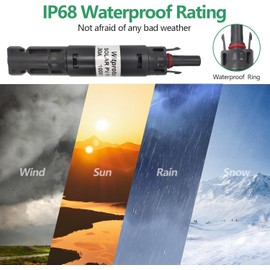 30A Solar in-line Fuse Holder, IP68 1000V for Solar Panel and Inverter in Photovoltaic System, Male and Female Connector with 1 Fuse
