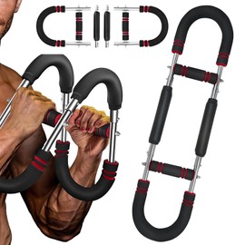 Twister Arm Trainer, Adjustable Chest Exerciser with 4 Spring, Detachable Power Twister Bar for Men Women, Portable Upper Body Strength Training Machine, Spring Resistance Fitness Equipment (Red)